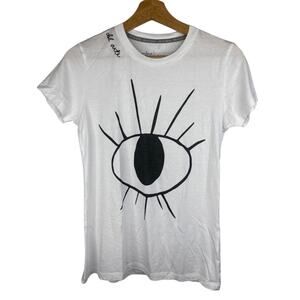 Embrujo del arte Mens Graphic Tee Big Eye on White T-Shirt size Medium